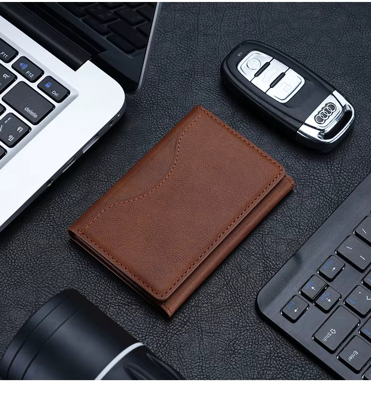 Safe PU Leather Wallet Magnetic Credit Card Holder
