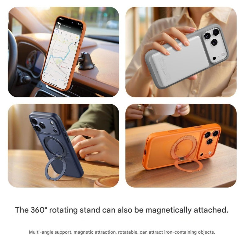 Transparent Magnetic Case 360° rotating ring and full camera protection For iPhone