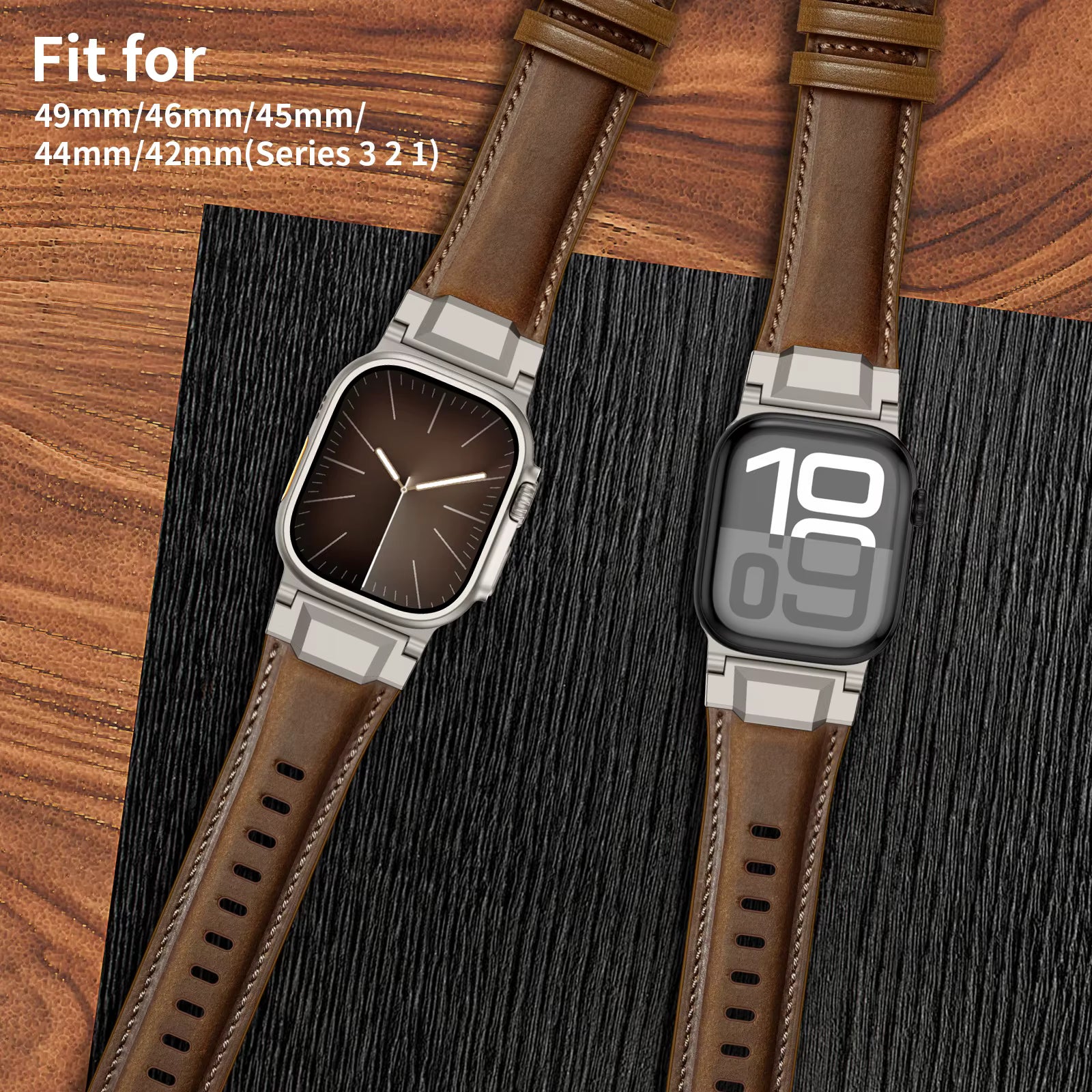 Genuine Leather Band for apple Watch Luxury Breathable Stainless Steel Buckle