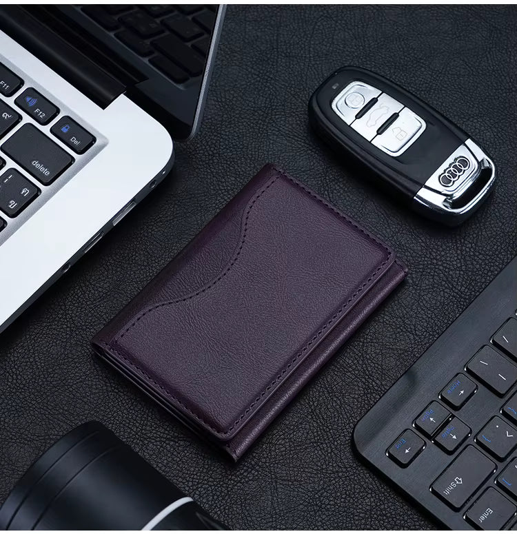Safe PU Leather Wallet Magnetic Credit Card Holder