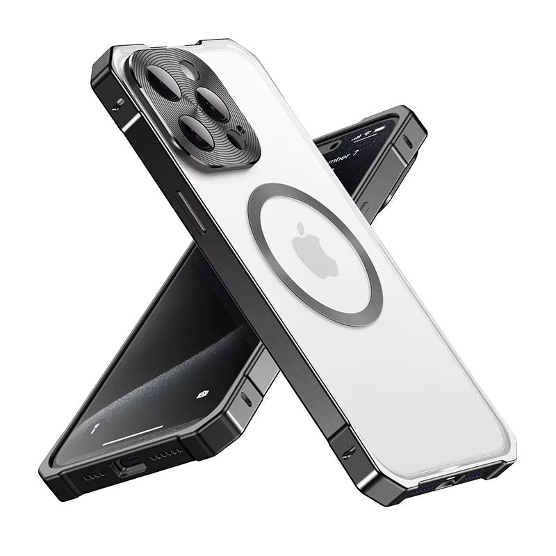 Amazing Metal Bumper Frame Frosted PC Back Cover Case For iPhone 17 Pro Max