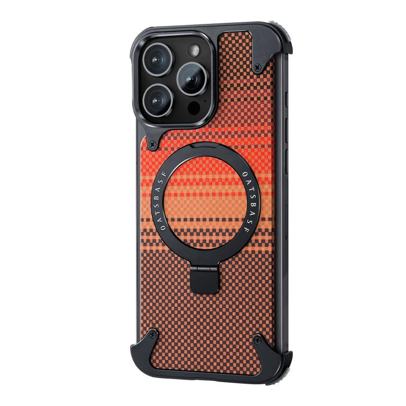 Premium Assembled Kevlar Pattern Metal Frame Phone Case For Iphone