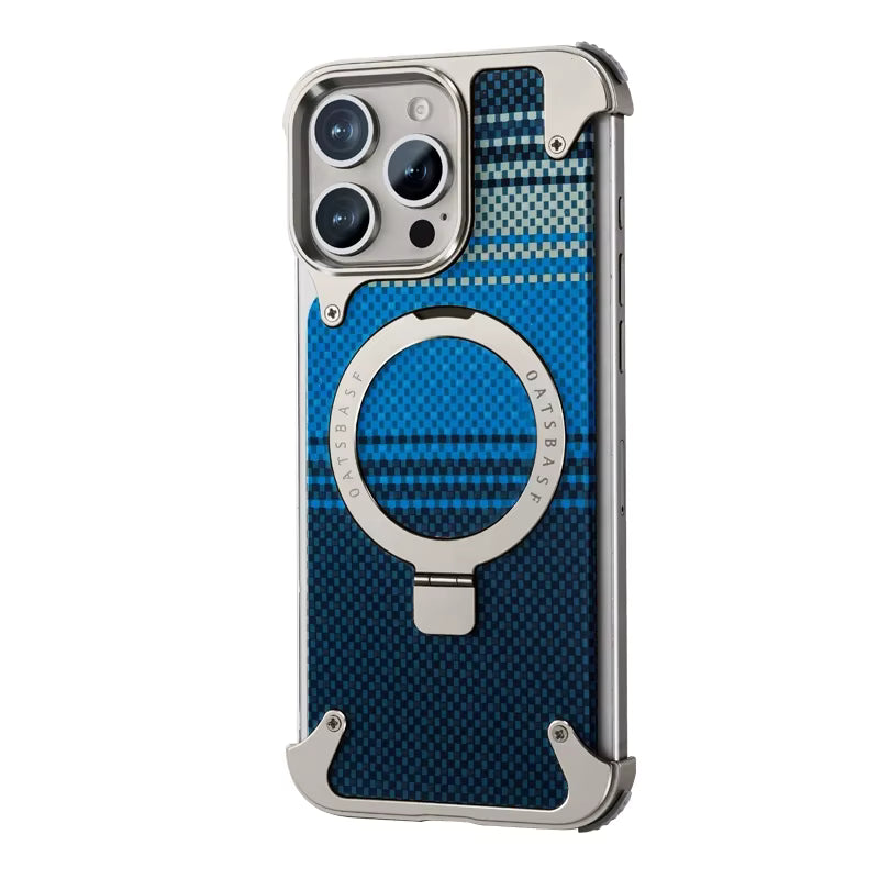 Premium Assembled Kevlar Pattern Metal Frame Phone Case For Iphone