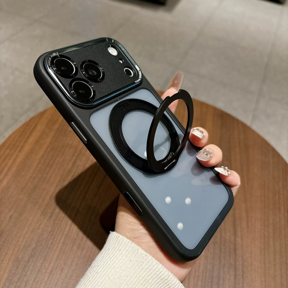 Popular TPU Acrylic Clear Magnetic 360° rotating ring Case for iPhone