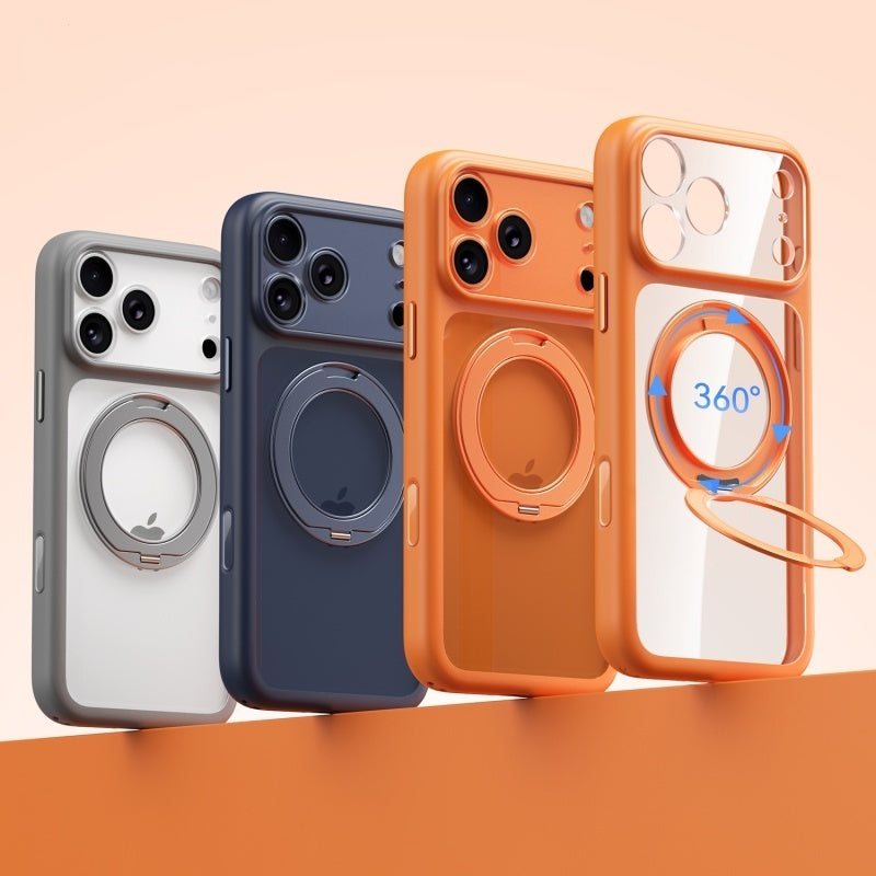 Transparent Magnetic Case 360° rotating ring and full camera protection For iPhone