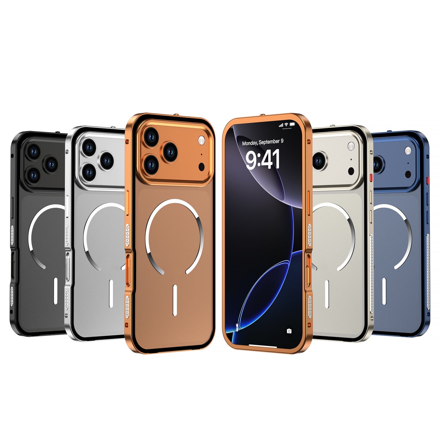 Metal Bumper Frame Frosted PC Back Cover Case for iPhone 17 Pro Max(Black)