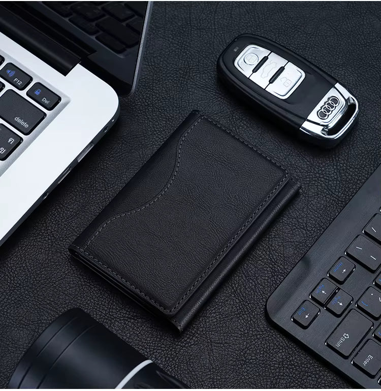 Safe PU Leather Wallet Magnetic Credit Card Holder