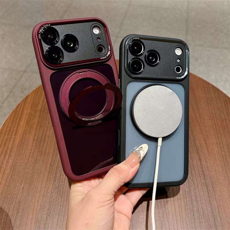 Popular TPU Acrylic Clear Magnetic 360° rotating ring Case for iPhone