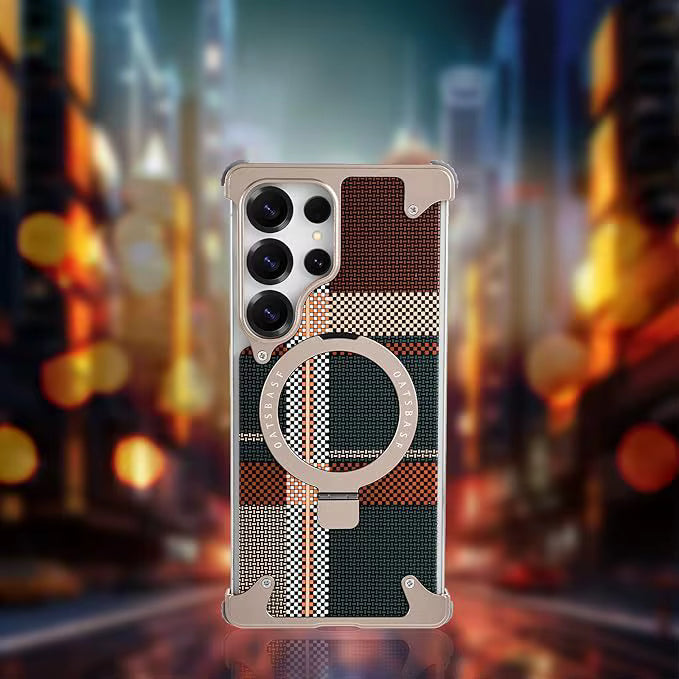 Premium Assembled Kevlar Pattern Metal Frame Phone Case for Samsung