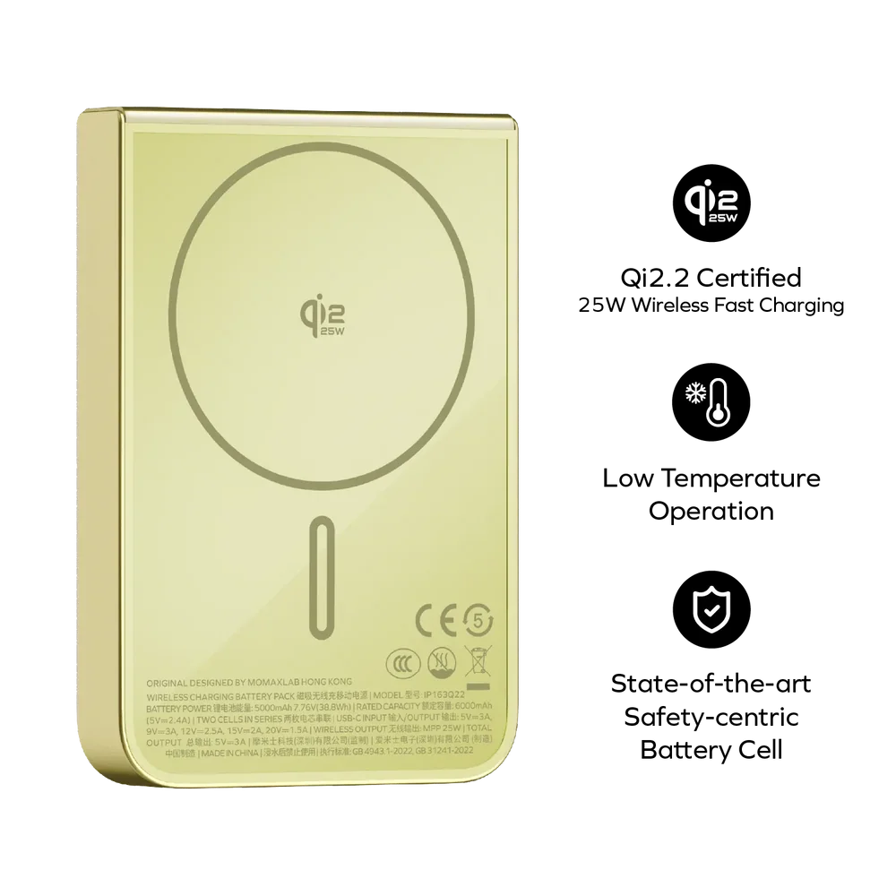Momax 1-Power S.Pass² 10000mAh Semi SSB Magnetic Wireless Battery Pack 25W