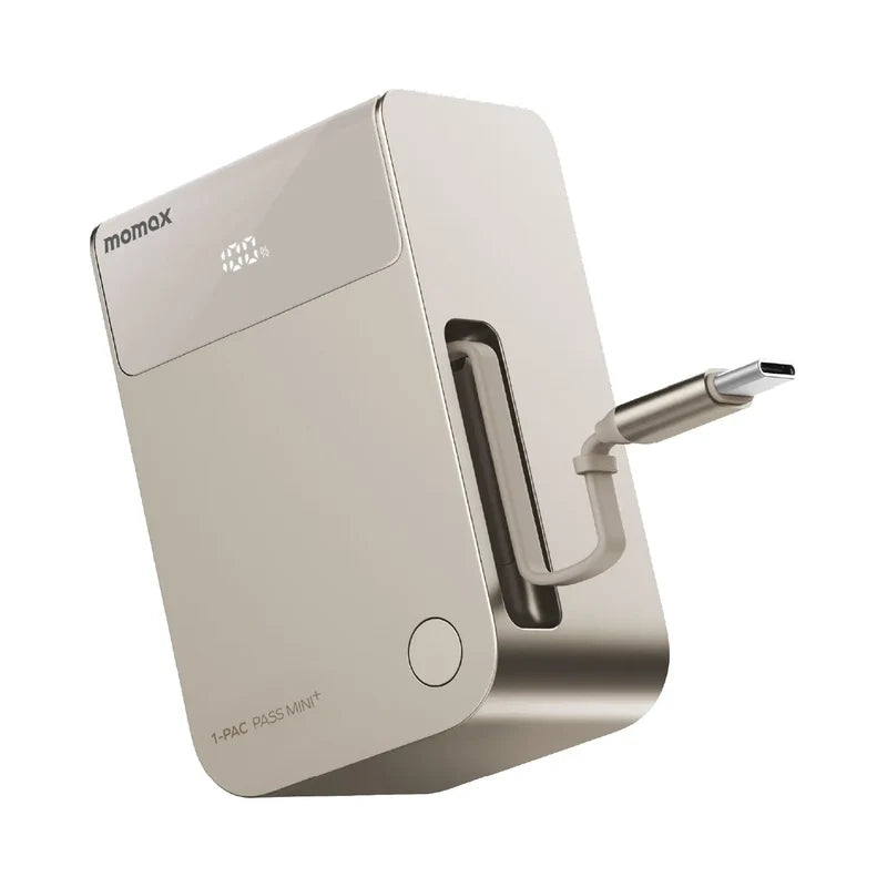 Momax 1-Pac Pass Mini⁺ 10000mAh 2in1 Battery Pack with Built-in Retractable Cable