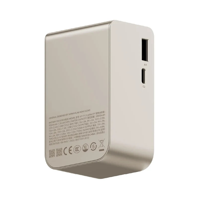 Momax 1-Pac Pass Mini⁺ 10000mAh 2in1 Battery Pack with Built-in Retractable Cable