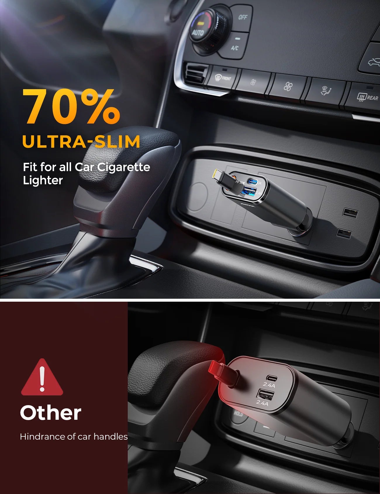 Joyroom JR-CCL07 3-in-1 Retractable Car Charger