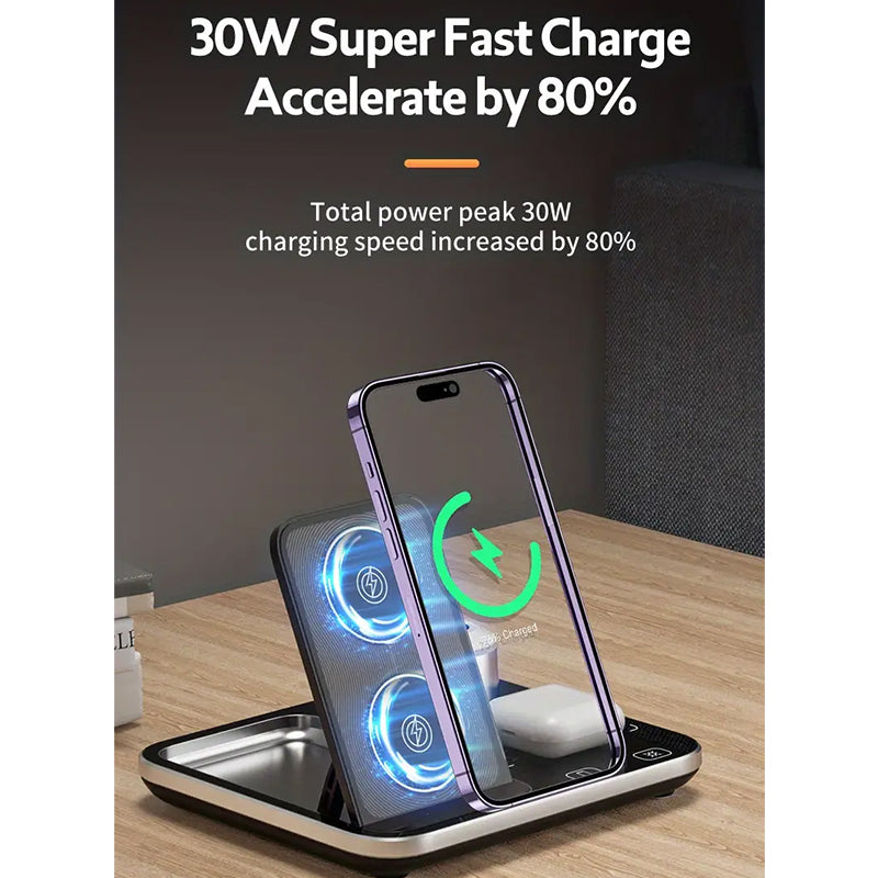 R12 4 In 1 30W Phone Wireless Charger with Ambient Light