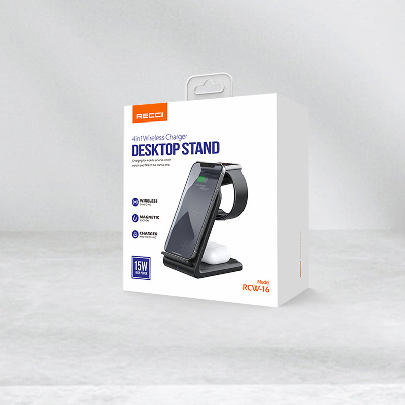 Recci RCW-16 4 In 1 Desktop Stand Wireless Charger
