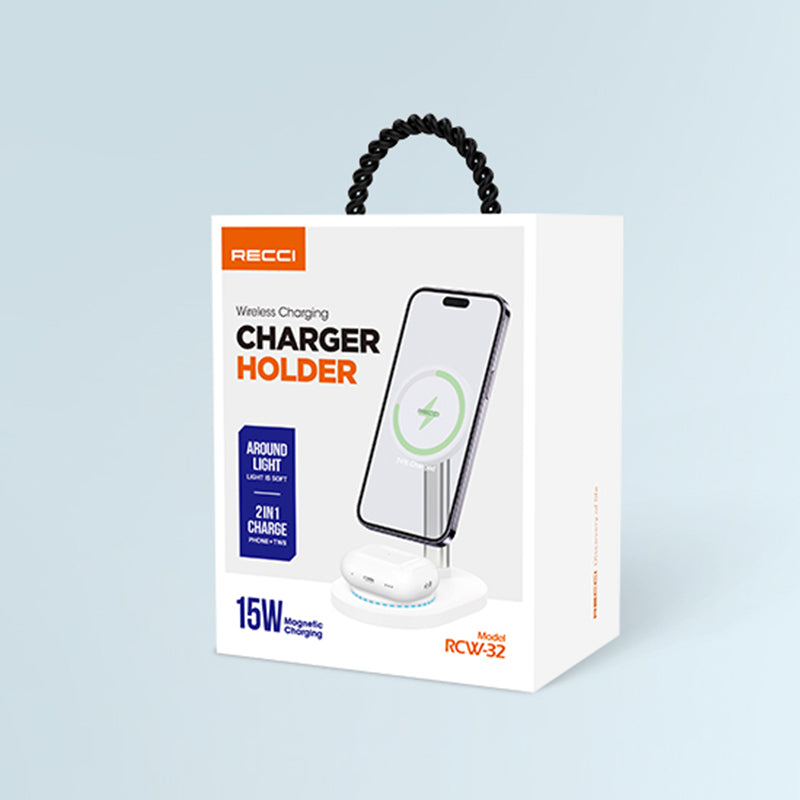 Recci RCW-32 2 in 1 Wireless charger with holder