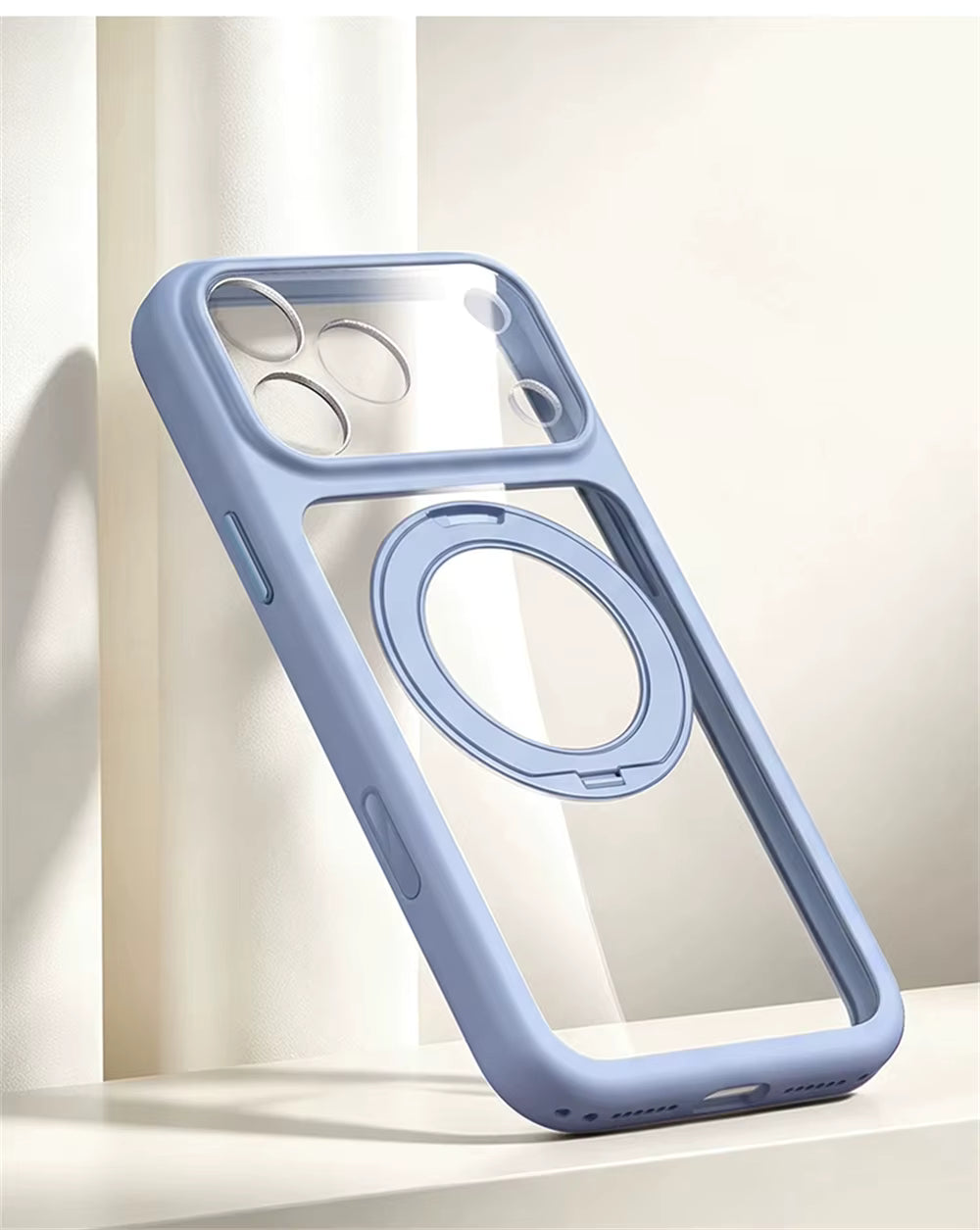 Transparent Magnetic Case 360° rotating ring and full camera protection For iPhone