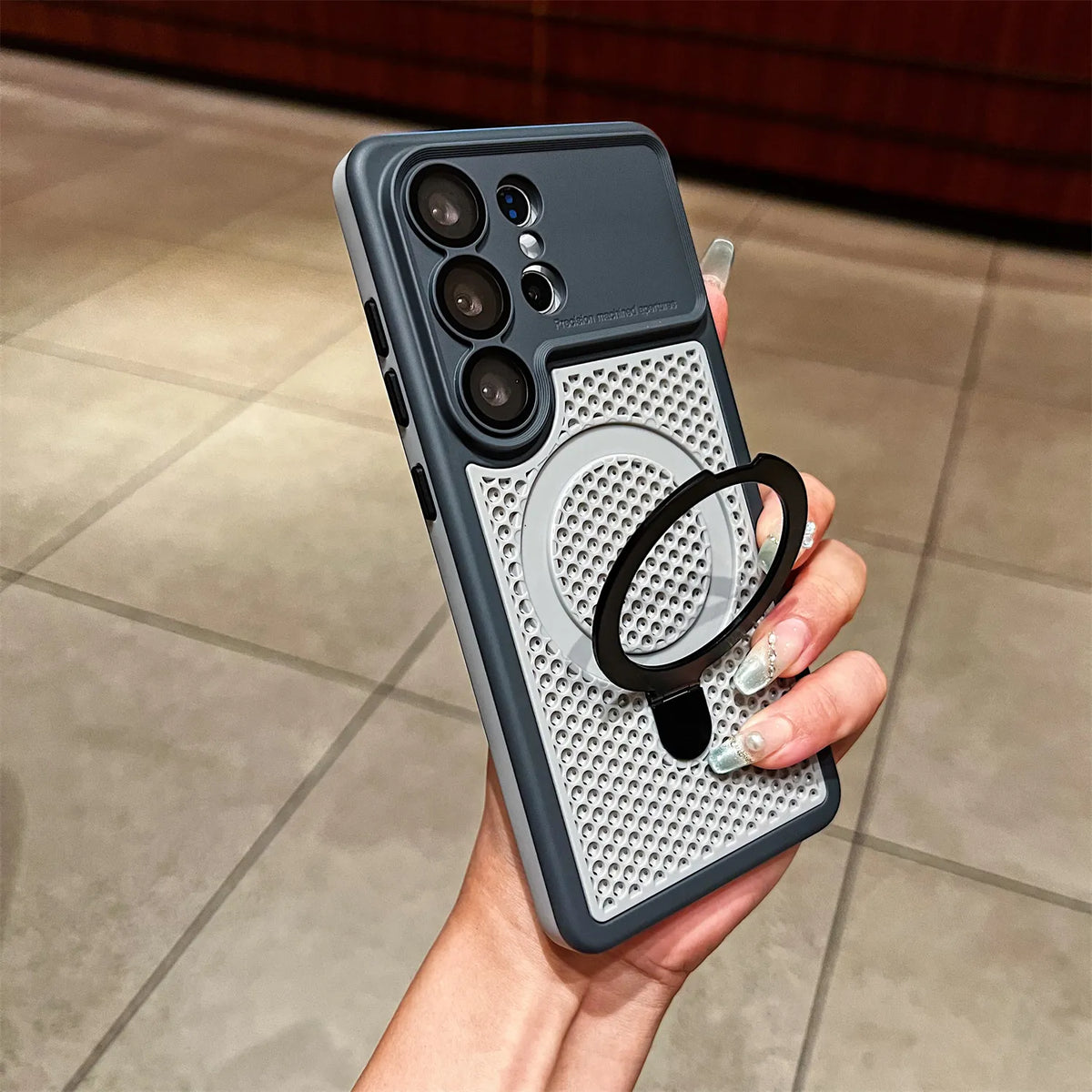 Color Blocking Magnetic Stand Cooling Phone Case for Samsung