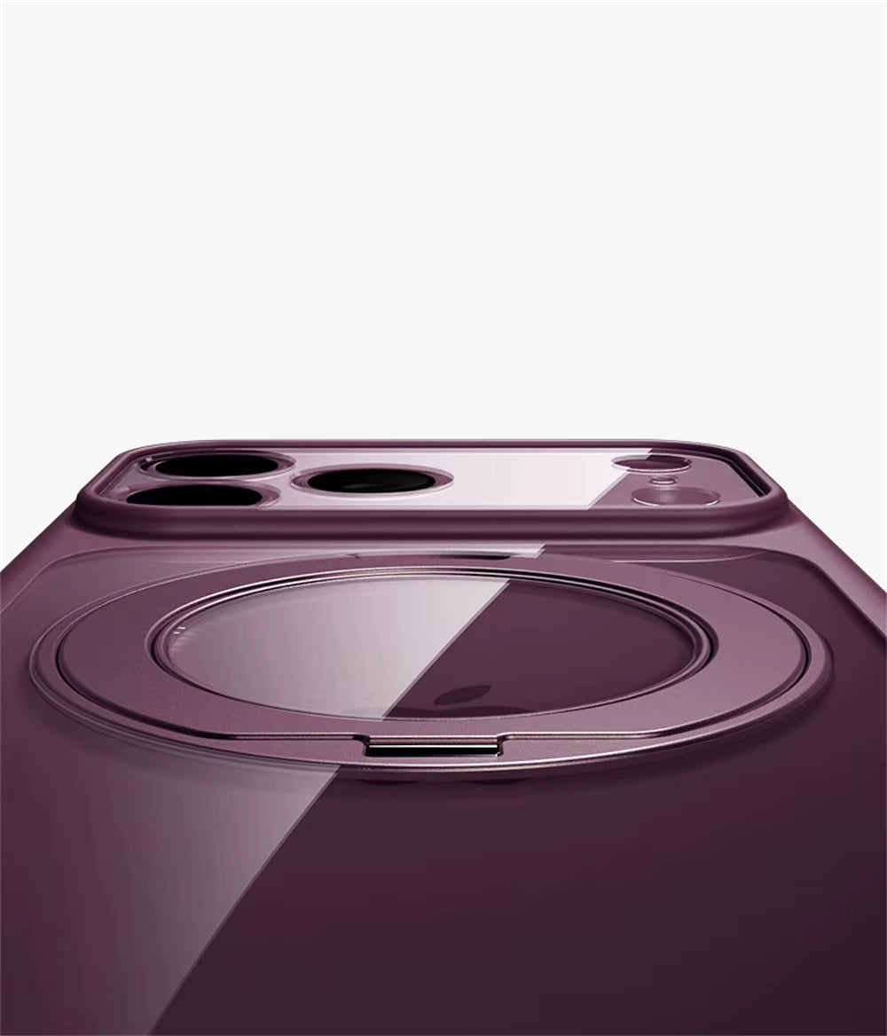 Transparent Magnetic Case 360° rotating ring and full camera protection For iPhone