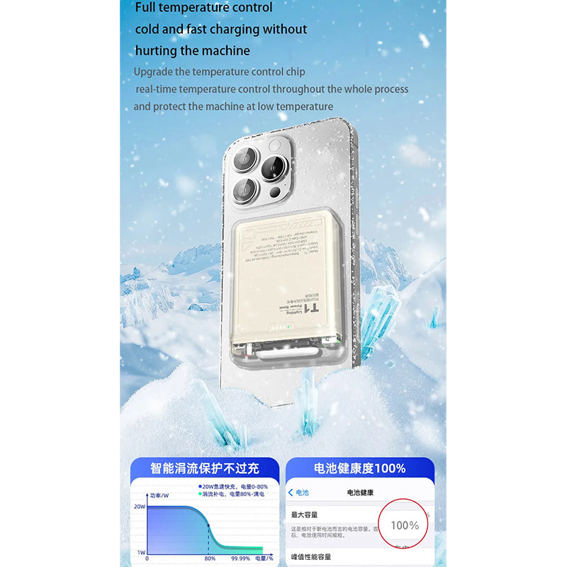 T1 10000m Power Bank Transparent Light Magnetic PD 20W Fast Charge