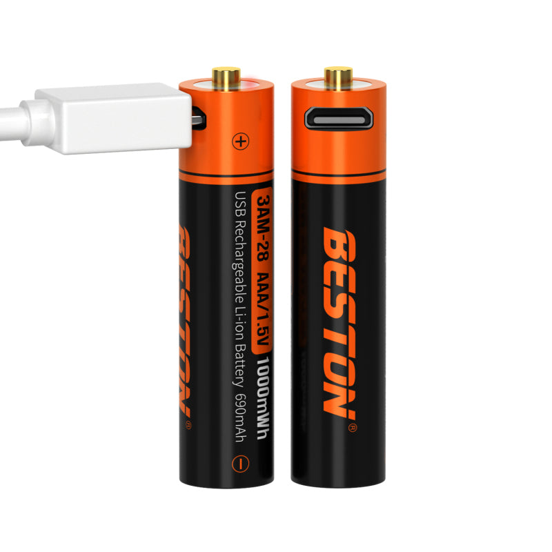 Beston 3AM-28 1000mWh USB 1.5V AAA rechargeable lithium battery WHIT MICRO PORT