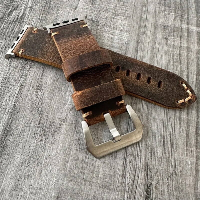 Brown Rustic Leather Watch Strap