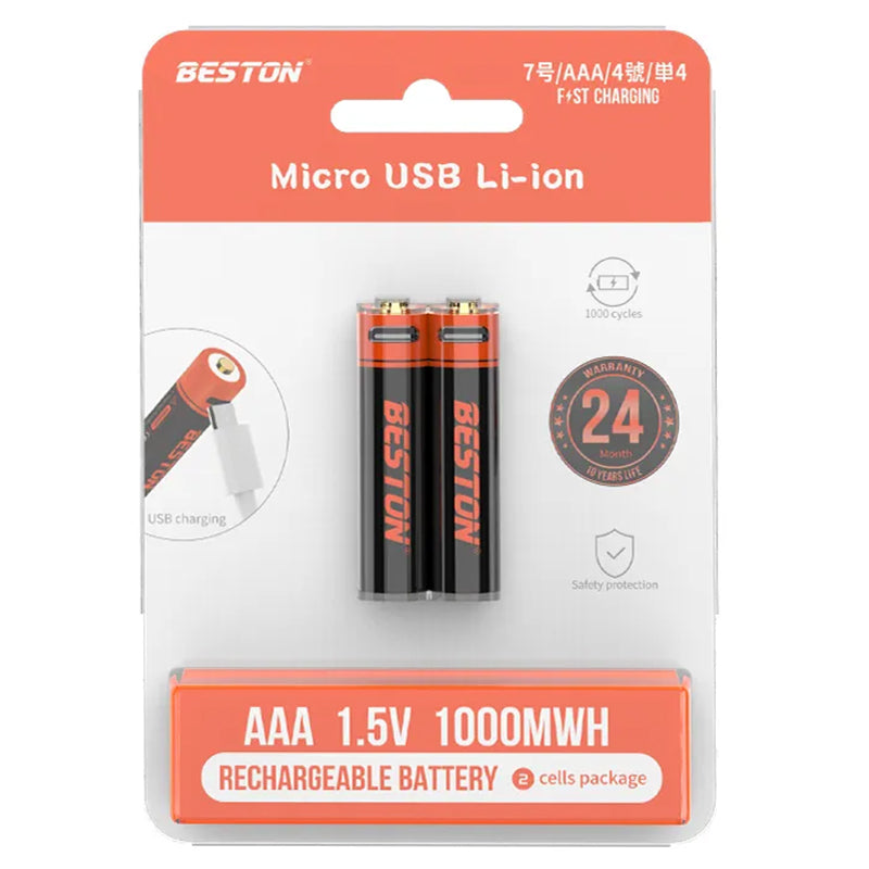 Beston 3AM-28 1000mWh USB 1.5V AAA rechargeable lithium battery WHIT MICRO PORT