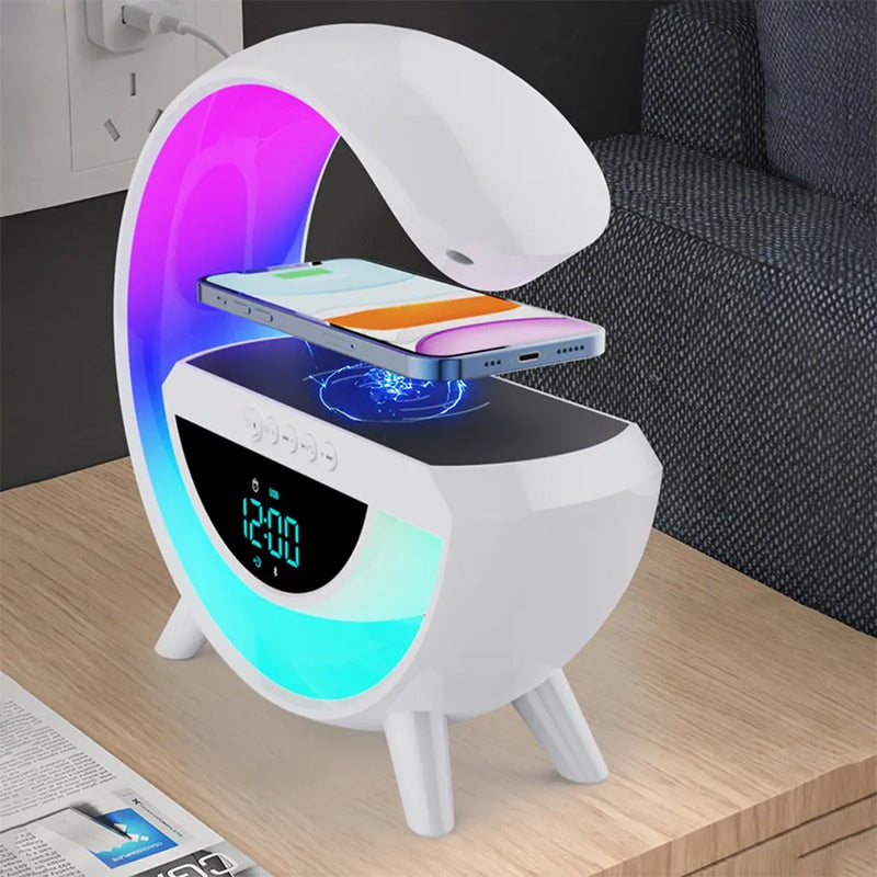 Bluetooth LED BT 3401 Alarm Clock Speaker Lamps Wireless Charger 4-in-1