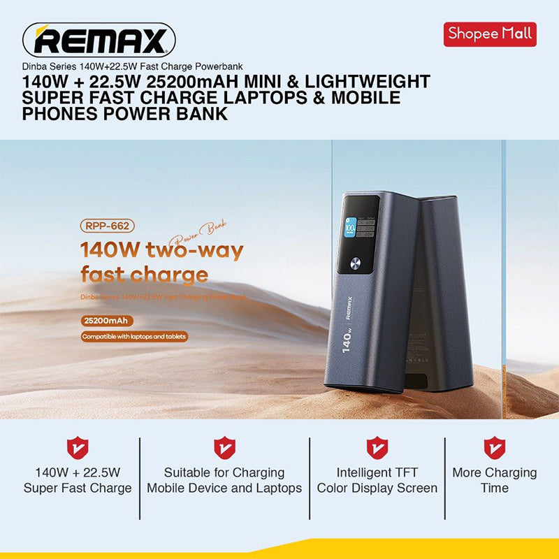 Remax RPP-662 140W fast charging Power Bank 25200 mAh