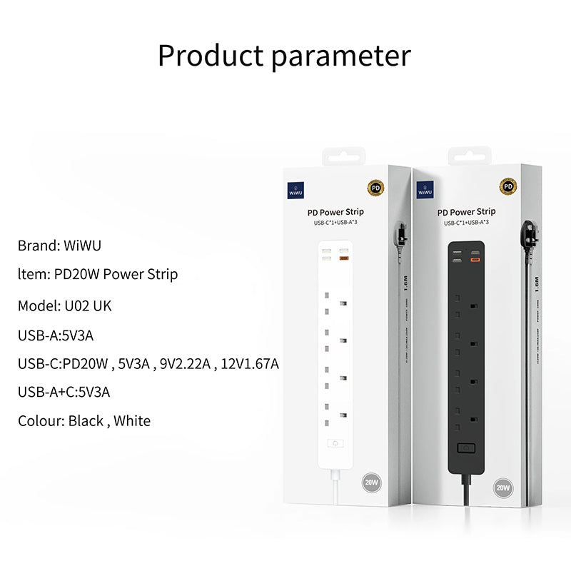 WIWU U02 PD20W POWER STRIP USB-CX1 PLUS USB-AX3