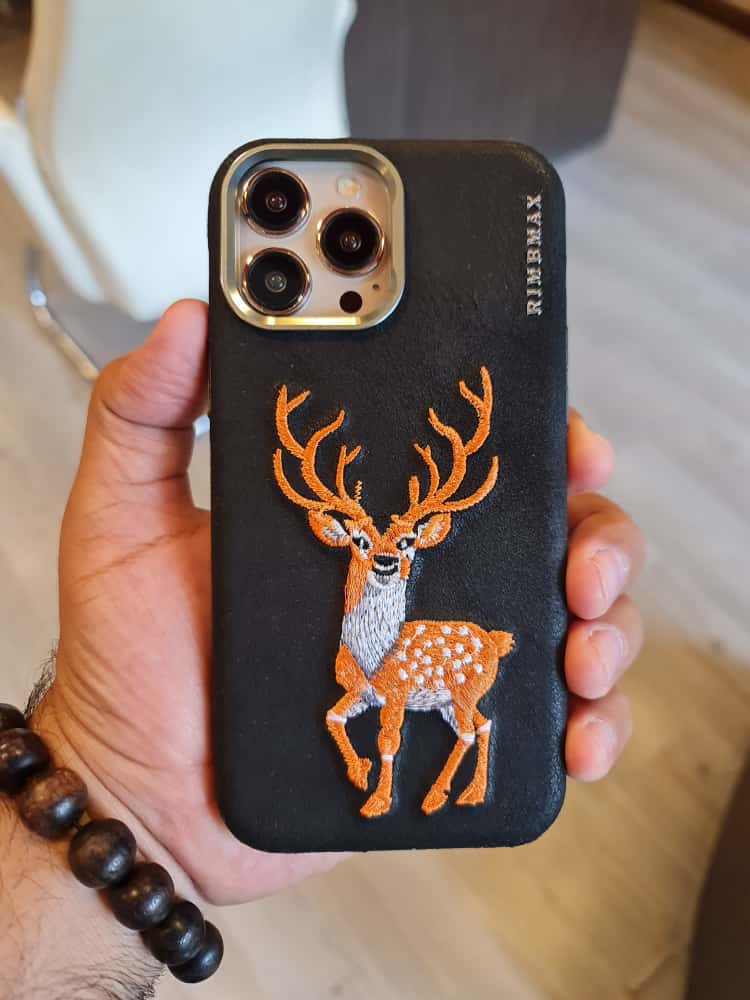 RMBMAX Embroidery Leather  Frame Lens Case deer