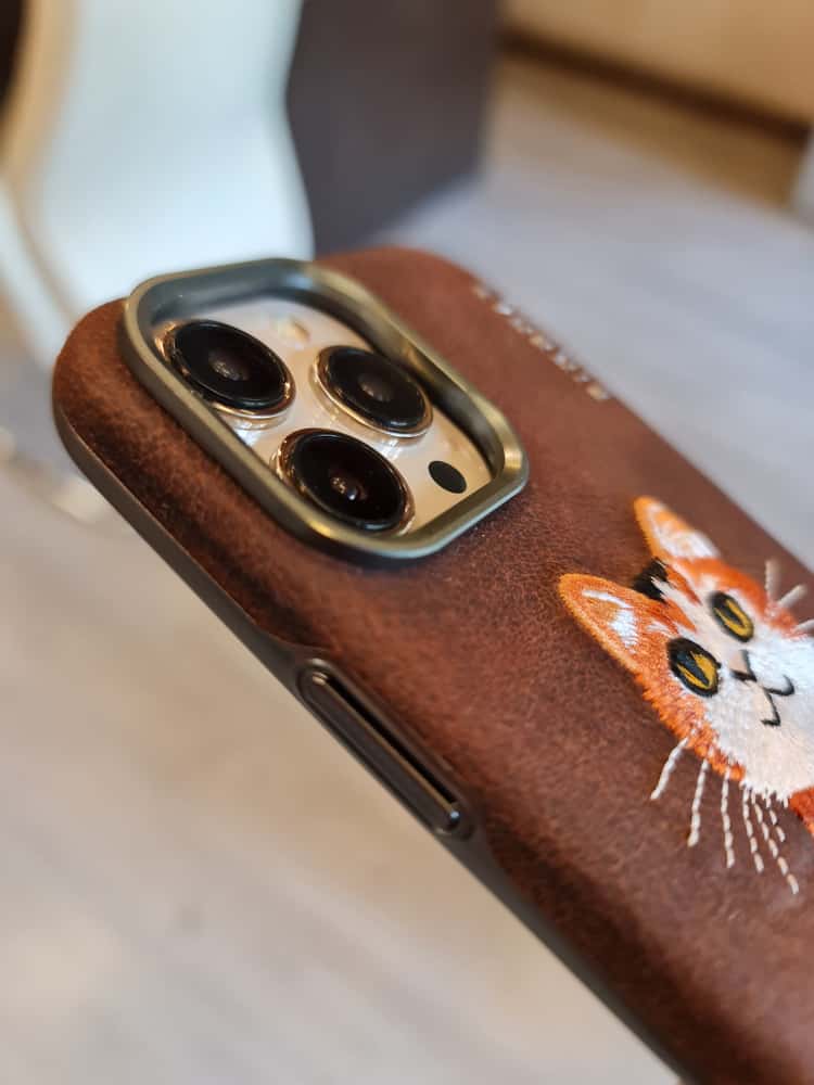 RMBMAX Embroidery Leather  Frame Lens Case Cat