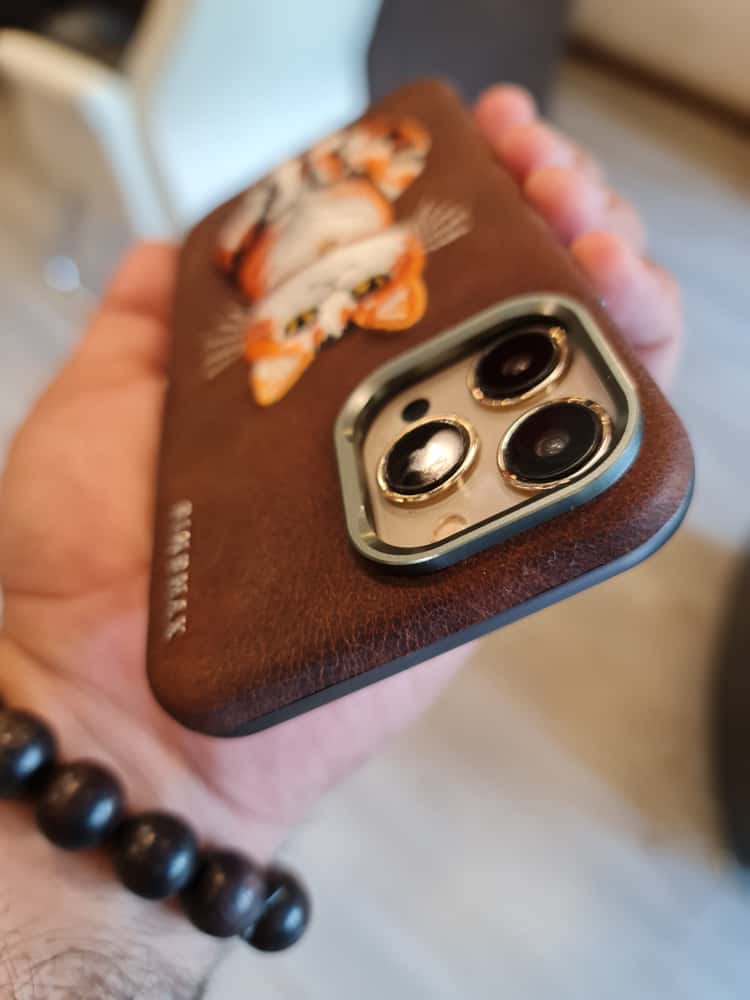 RMBMAX Embroidery Leather  Frame Lens Case Cat