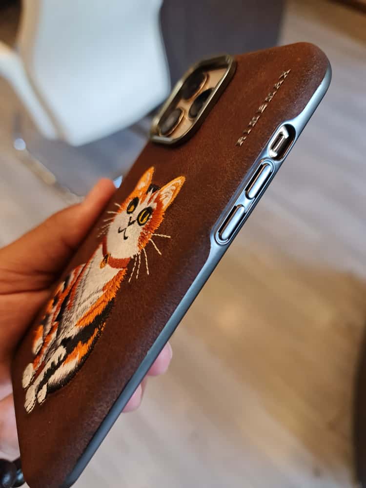 RMBMAX Embroidery Leather  Frame Lens Case Cat