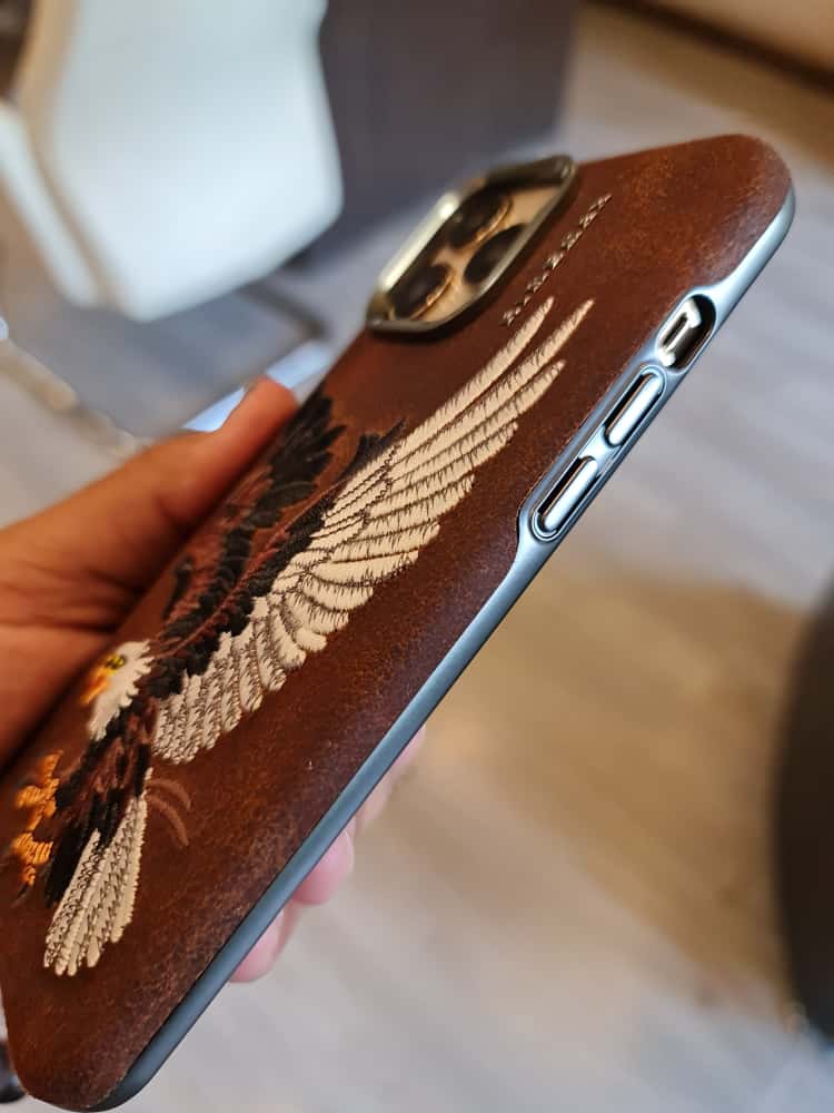 RMBMAX Embroidery Leather  Frame Lens Case eagle