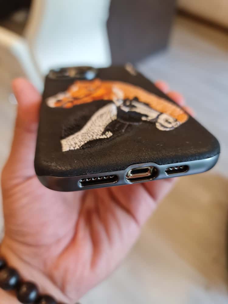 RMBMAX Embroidery Leather  Frame Lens Case 2 horses