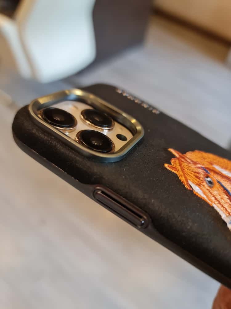 RMBMAX Embroidery Leather  Frame Lens Case 2 horses