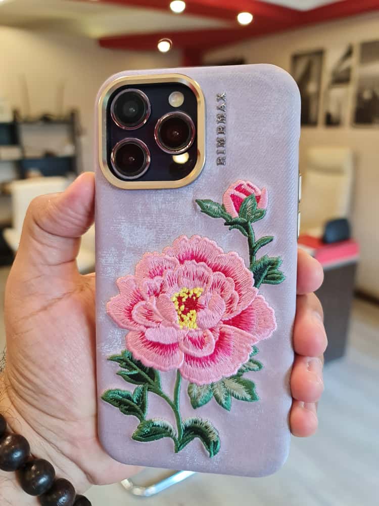 RMBMAX Embroidery Leather  Frame Lens Case Pink