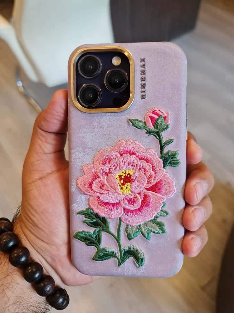 RMBMAX Embroidery Leather  Frame Lens Case Pink