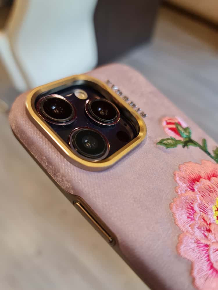 RMBMAX Embroidery Leather  Frame Lens Case Pink