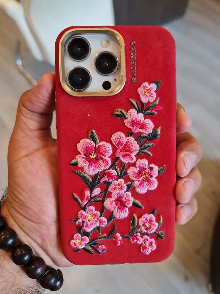 RMBMAX Embroidery Leather  Frame Lens Case Red