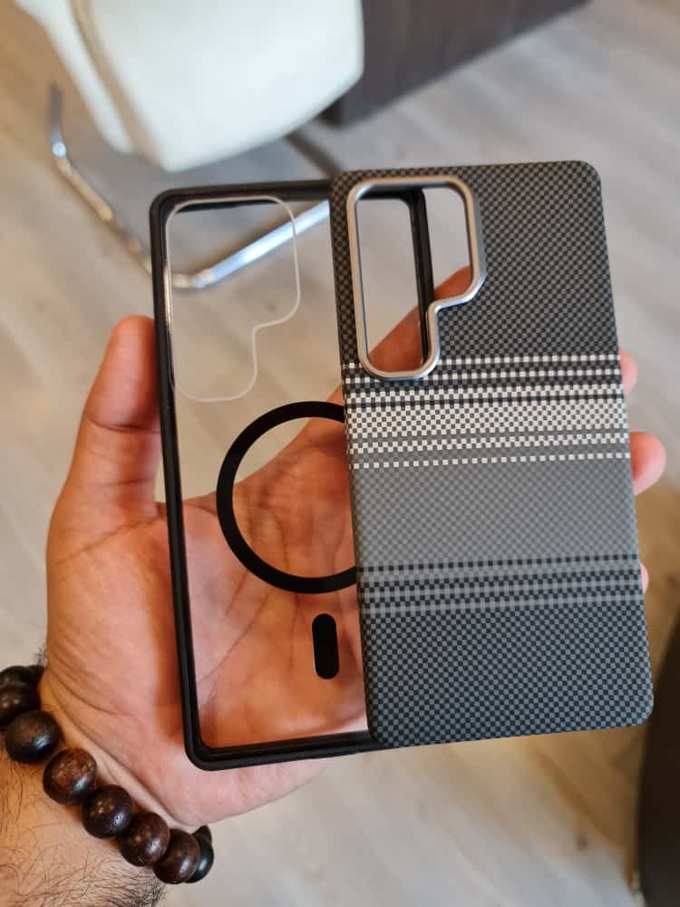 Twin Side Carbon Fiber Magsafe Phone Case For Samsung (Grey)