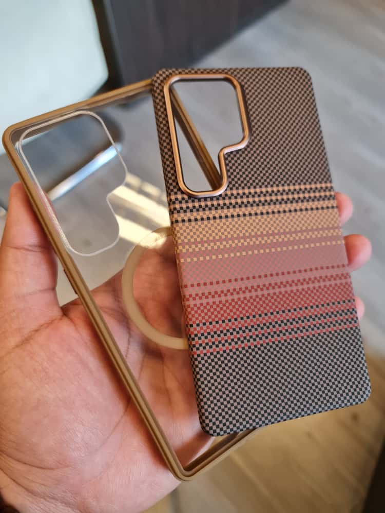 Twin Side Carbon Fiber Magsafe Phone Case For Samsung (Brown)