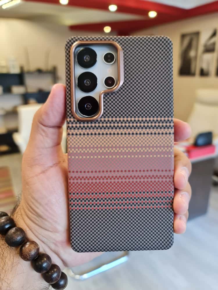 Twin Side Carbon Fiber Magsafe Phone Case For Samsung (Brown)