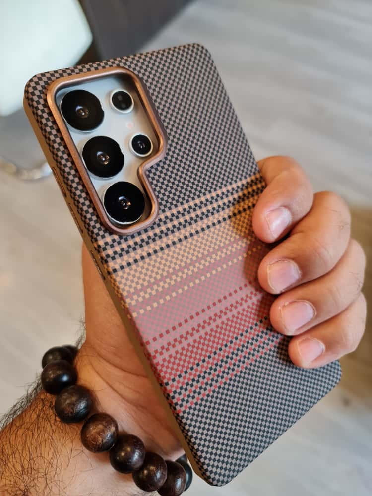 Twin Side Carbon Fiber Magsafe Phone Case For Samsung (Brown)