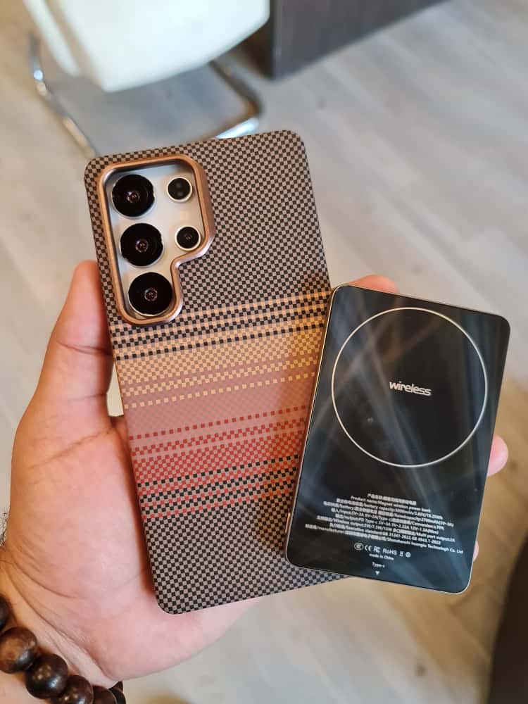 Twin Side Carbon Fiber Magsafe Phone Case For Samsung (Brown)