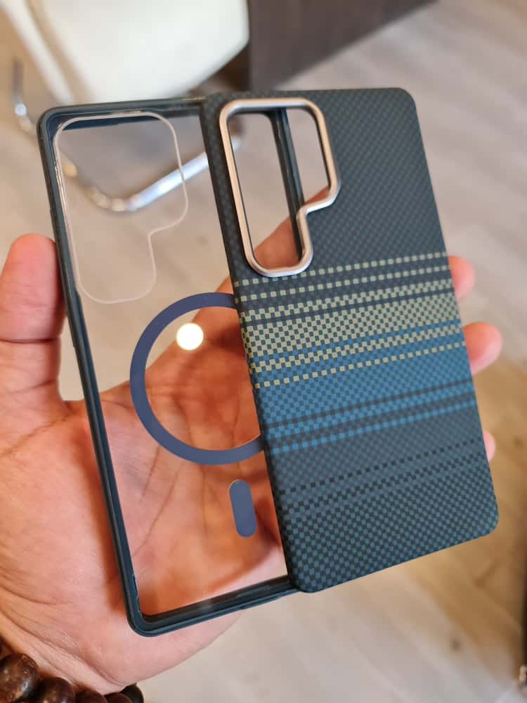 Twin Side Carbon Fiber Magsafe Phone Case For Samsung (Blue)