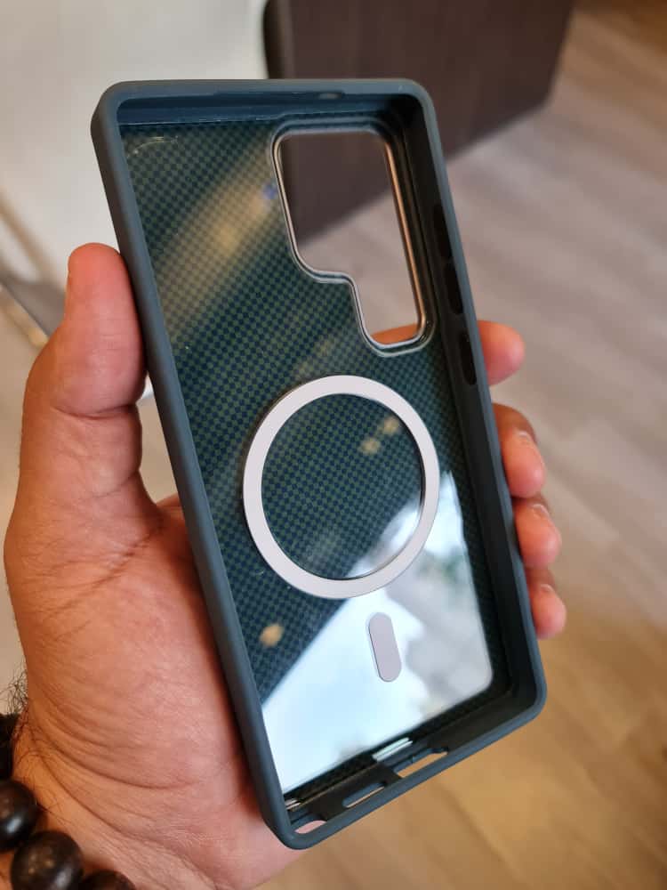 Twin Side Carbon Fiber Magsafe Phone Case For Samsung (Blue)