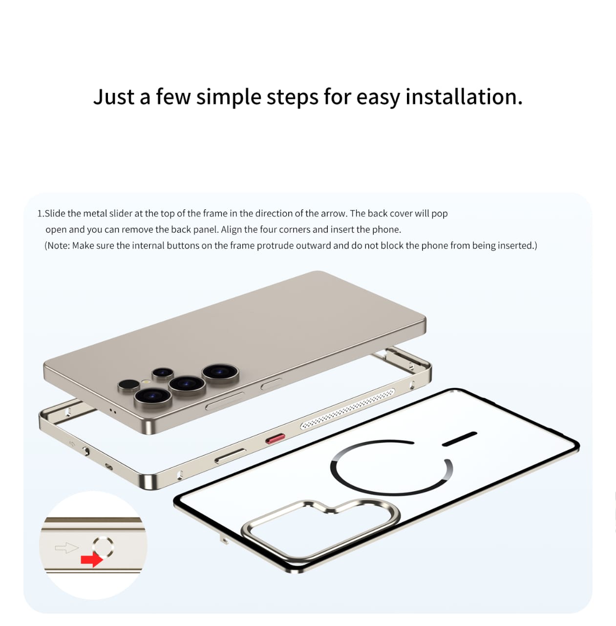 Metal Bumper Frame Frosted PC Back Cover Case For Samsung S26 Ultra