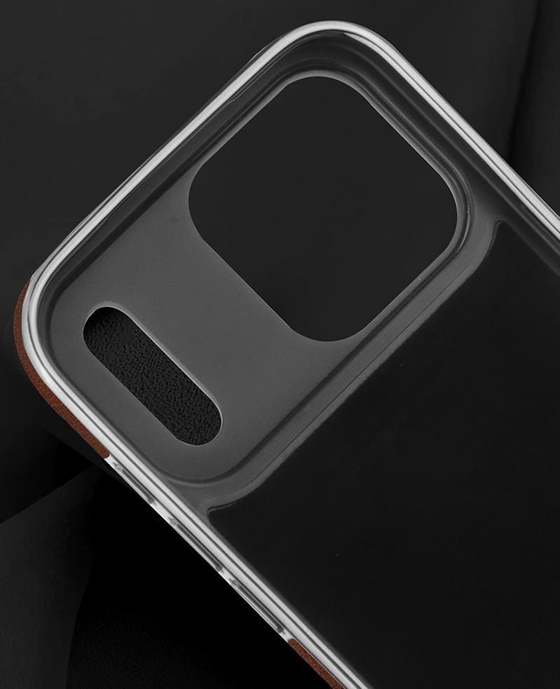 RUIMEIBI New Plating PU Leather Magnetic Phone Case for iPhone 17 Pro Max(Brown)